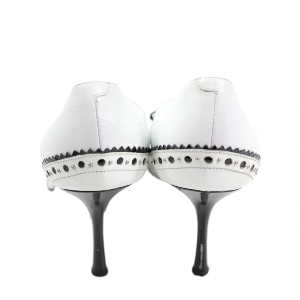 DIOR Womens Pointed Toe Bow Front Gold Tone High Heels White Size EUR 37.5 - Picture 3 of 12